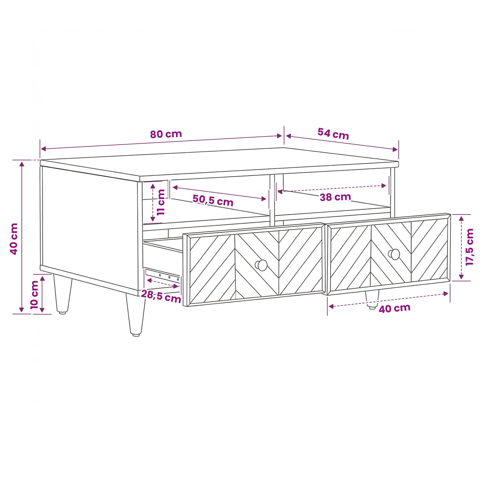 vidaXL Stolik kawowy z szufladą Brązowy 80 x 54 x 40 cm Drewno z mango
