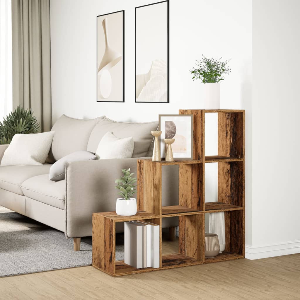 vidaXL Regał przegroda, 3 poziomy, stare drewno, 99x29x99 cm