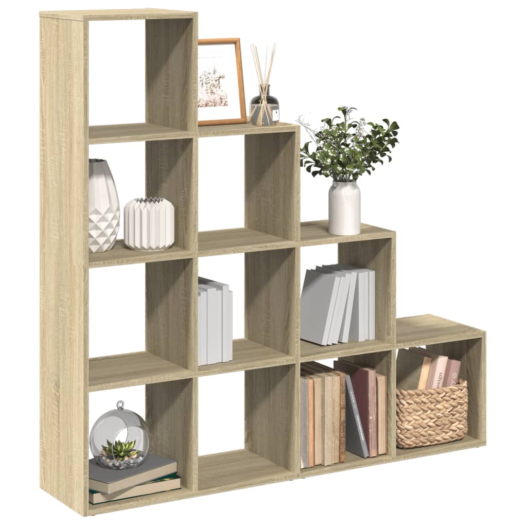 vidaXL Regał przegroda, 4 poziomy, dąb sonoma, 131,5x29x131,5 cm