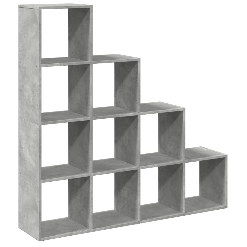 vidaXL Regał przegroda, 4 poziomy, szarość betonu, 131,5x29x131,5 cm