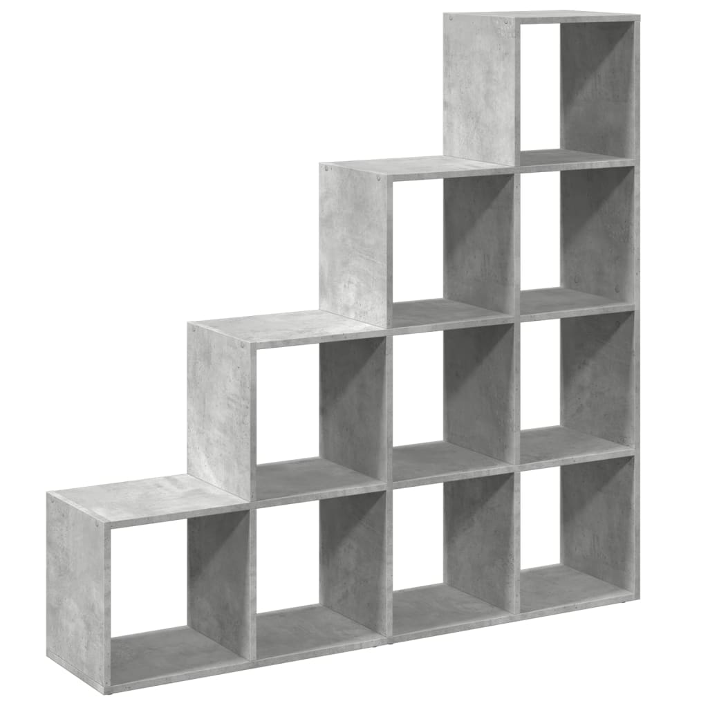 vidaXL Regał przegroda, 4 poziomy, szarość betonu, 131,5x29x131,5 cm
