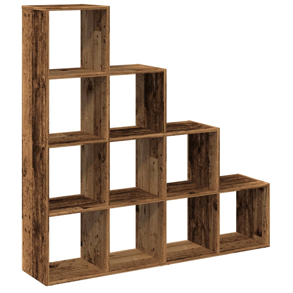 vidaXL Regał przegroda, 4 poziomy, stare drewno, 131,5x29x131,5 cm