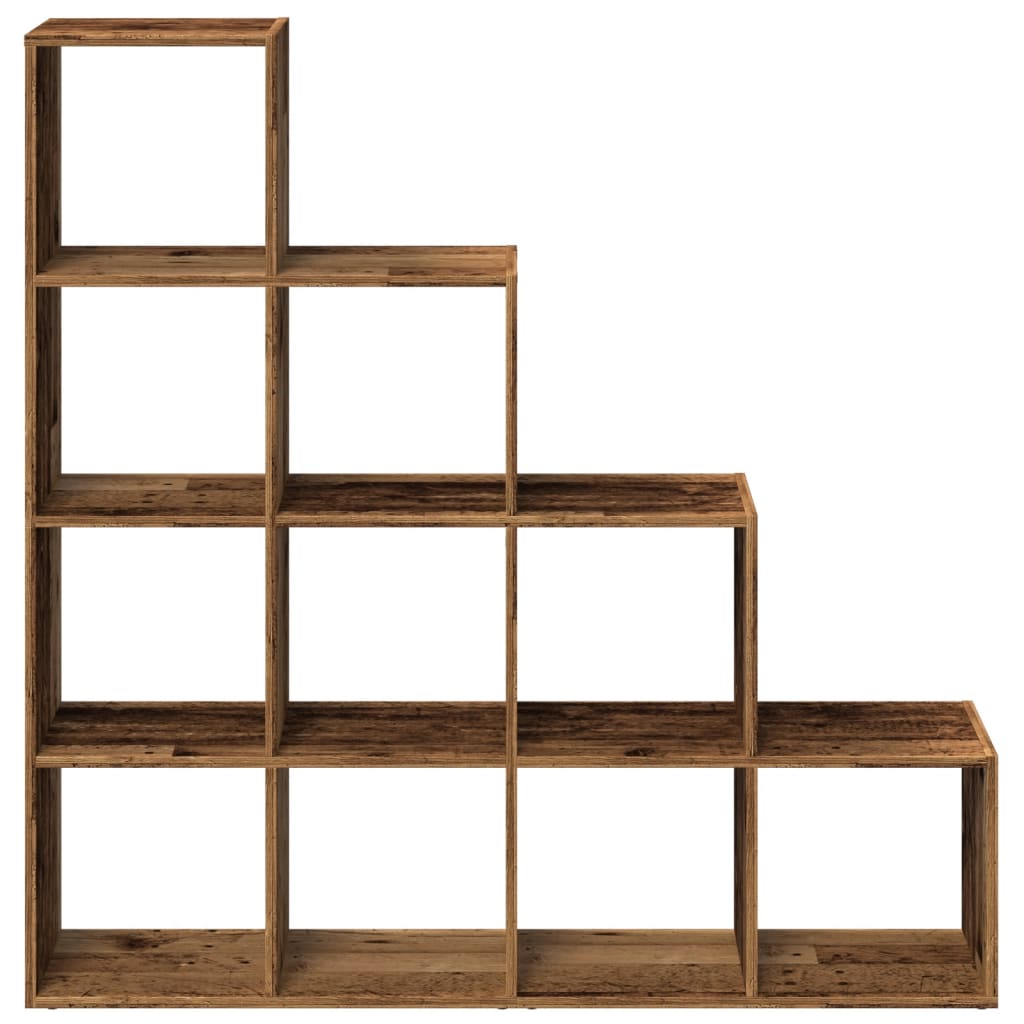 vidaXL Regał przegroda, 4 poziomy, stare drewno, 131,5x29x131,5 cm