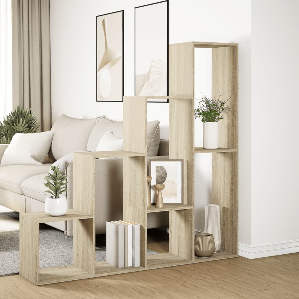 vidaXL Regał przegroda, 4 poziomy, dąb sonoma, 143,5x29x143,5 cm