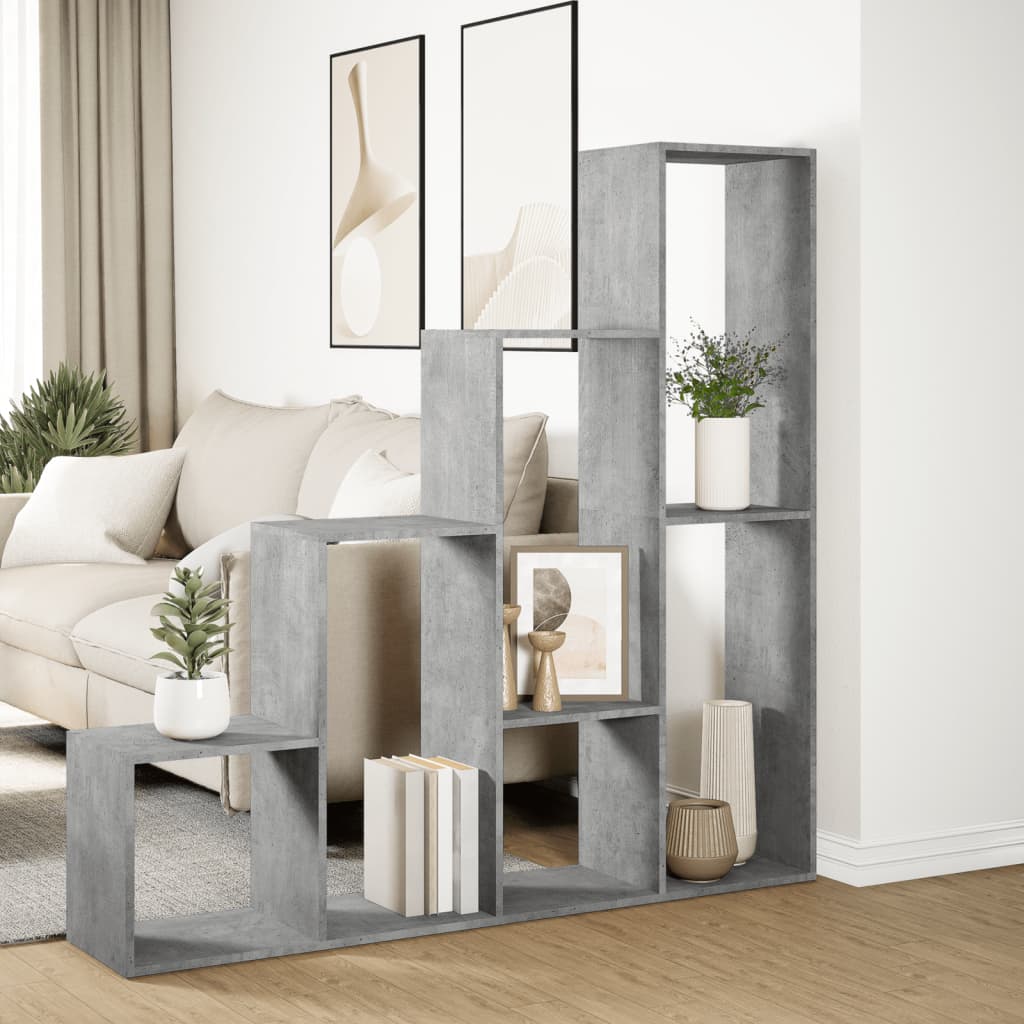 vidaXL Regał przegroda, 4 poziomy, szarość betonu, 143,5x29x143,5 cm