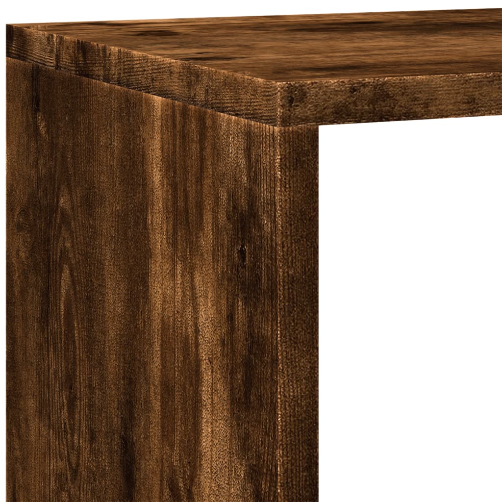 vidaXL Regał przegroda, 4 poziomy, przydymiony dąb, 143,5x29x143,5 cm