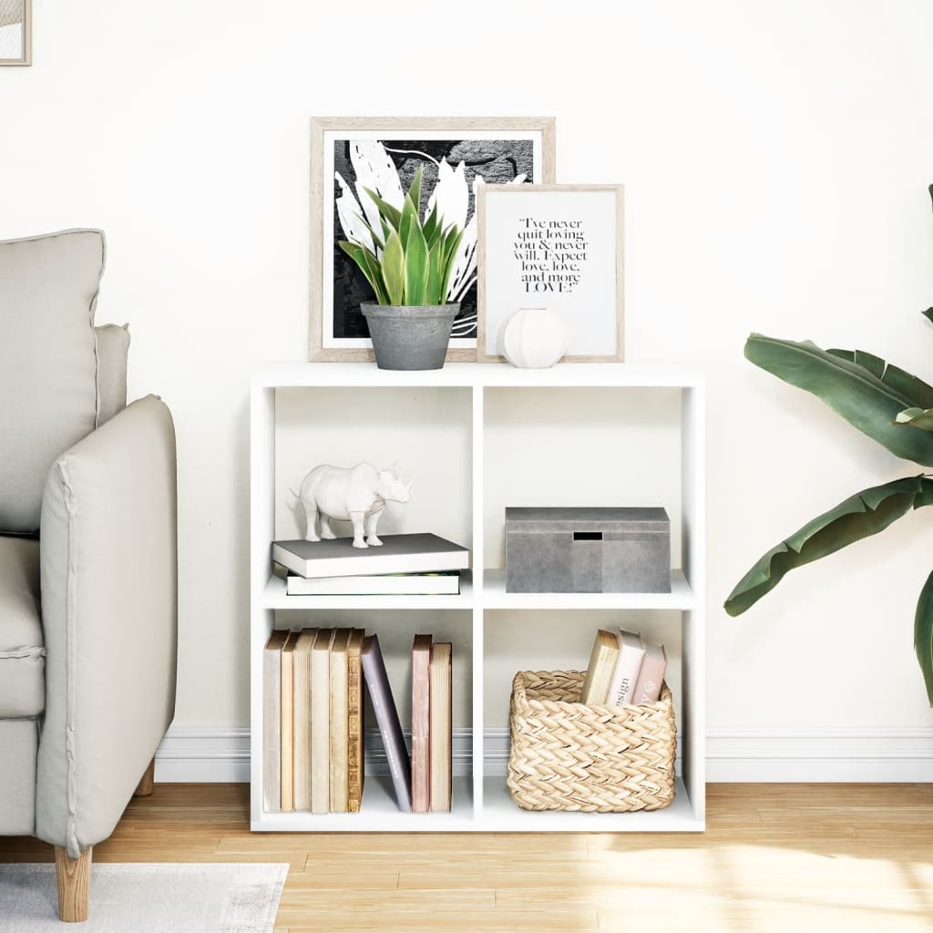 vidaXL Regał na książki z przegrodą pokojową, biały, 69,5x29x69,5 cm, drewno konstrukcyjne