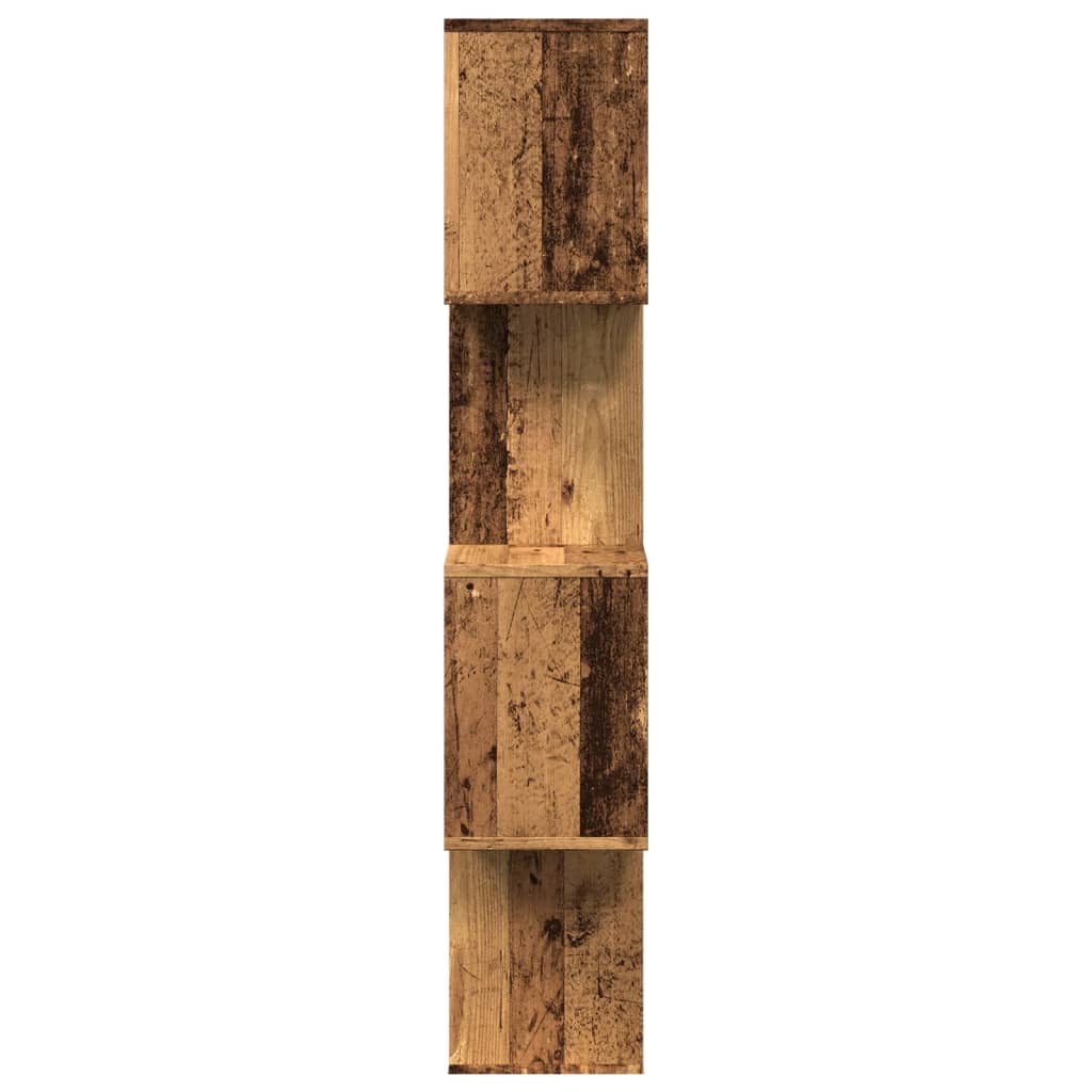 vidaXL Regał przegroda, 4 poziomy, stare drewno, 70x24x129 cm