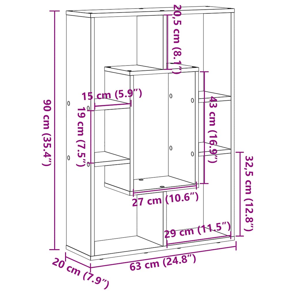 vidaXL Regał na książki biały 63x20x90 cm Drewno konstrukcyjne