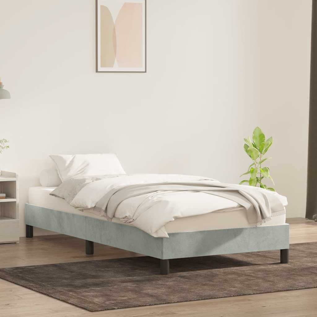 vidaXL Rama łóżka bez materaca, jasnoszara, 80x210 cm, aksamitna
