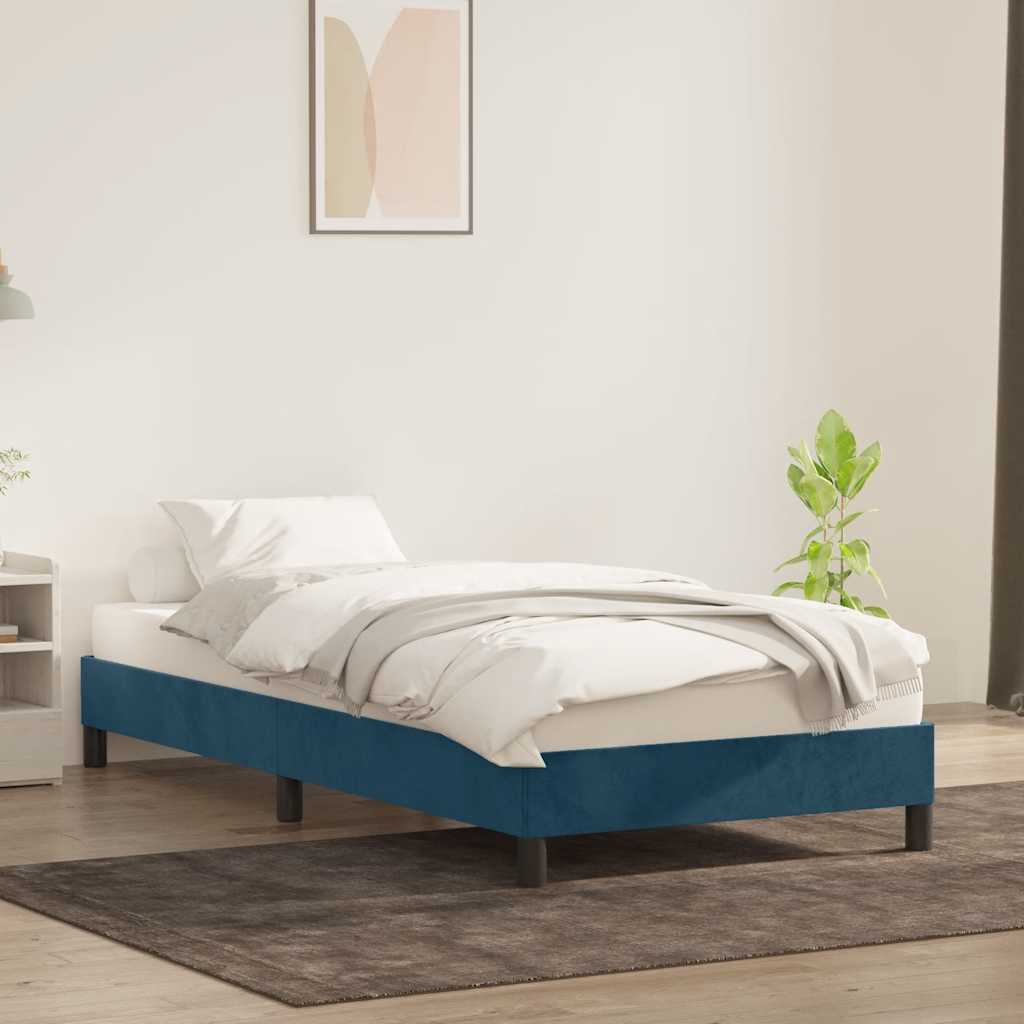 vidaXL Rama łóżka bez materaca, ciemnoniebieska, 80x210 cm, aksamitna