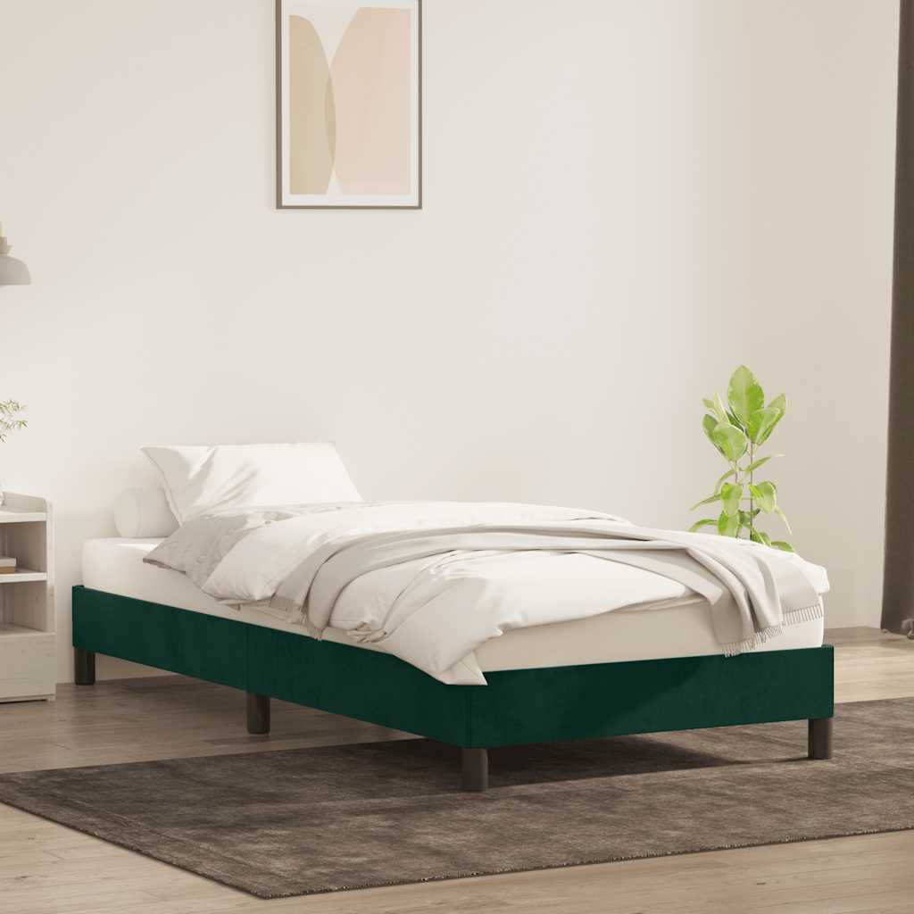 vidaXL Rama łóżka bez materaca, ciemnozielone, 90x210 cm, aksamitne