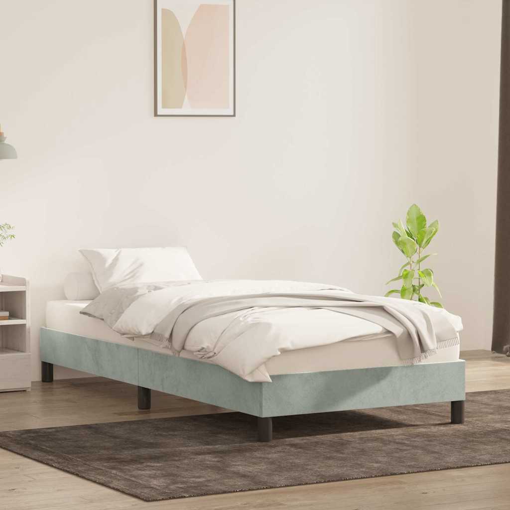 vidaXL Rama łóżka bez materaca, jasnoszara, 100x210 cm, aksamitna