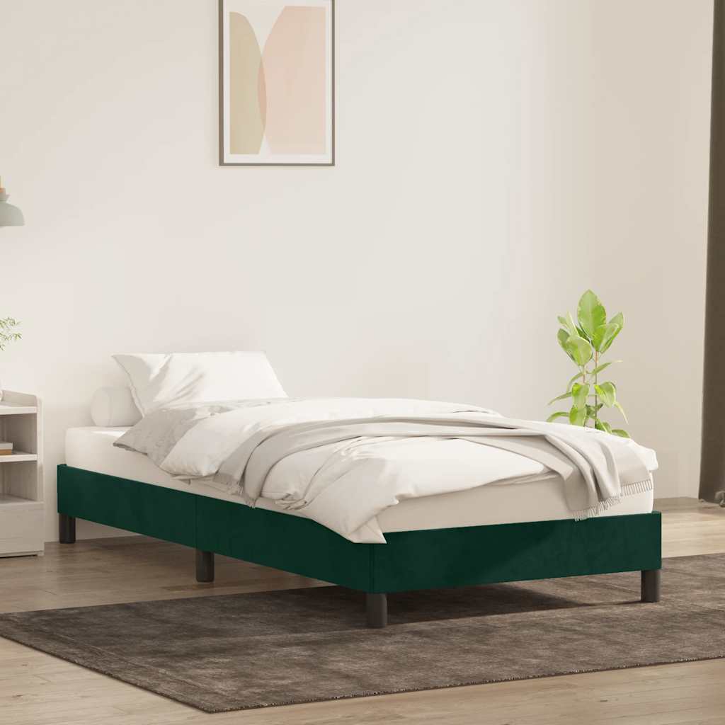 vidaXL Rama łóżka bez materaca, ciemnozielone, 100x210 cm, aksamitne
