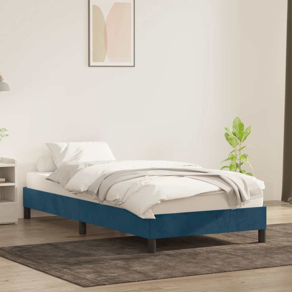 vidaXL Rama łóżka bez materaca, ciemnoniebieska, 100x210 cm, aksamitna