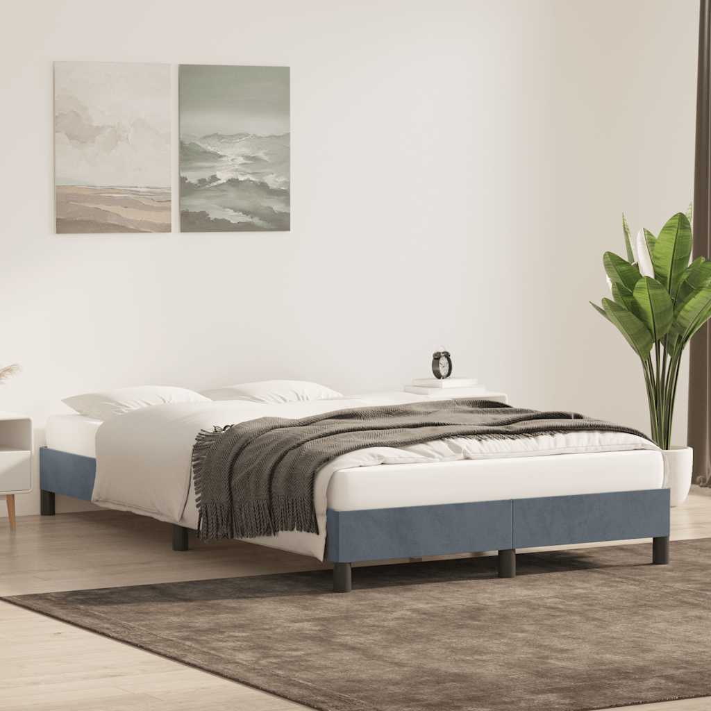vidaXL Rama łóżka bez materaca Ciemnoszara 120x210 cm Aksamit