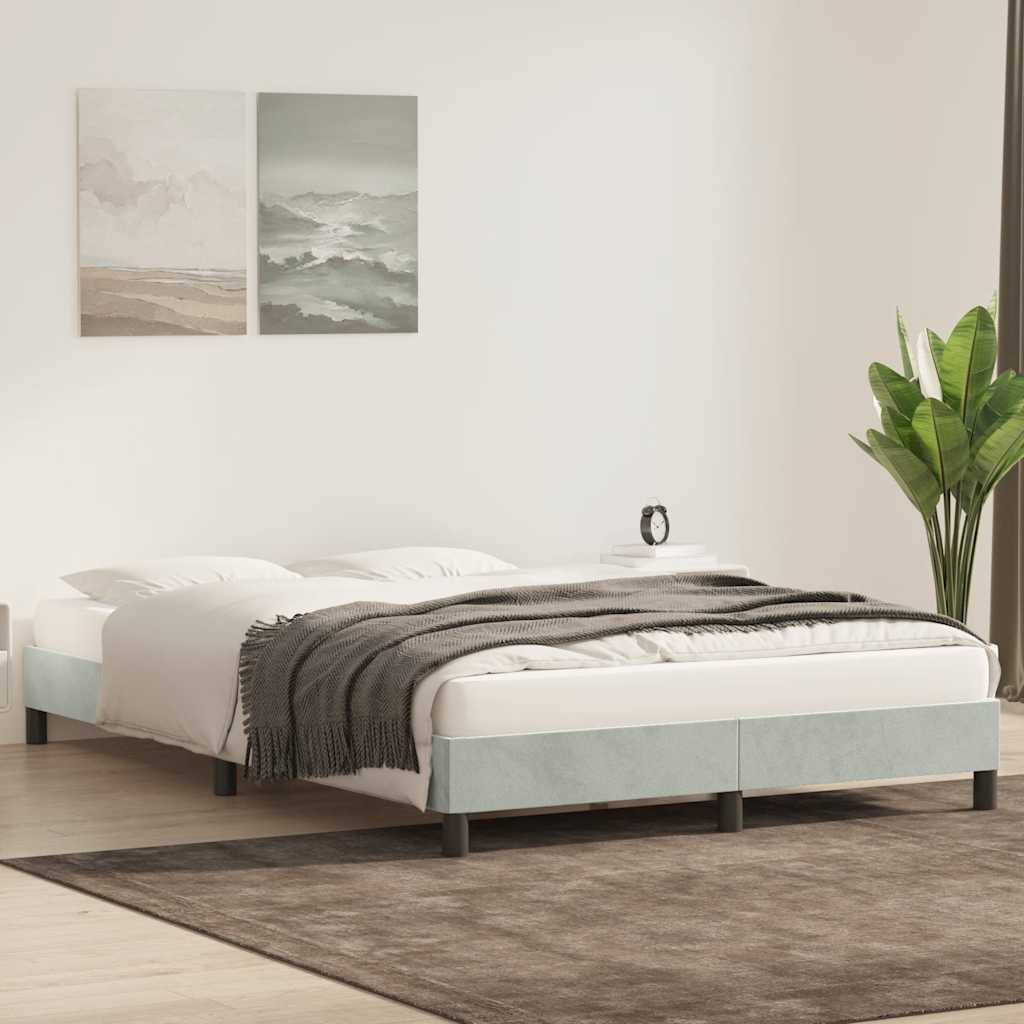 vidaXL Rama łóżka bez materaca, jasnoszara, 160x210 cm, aksamitna