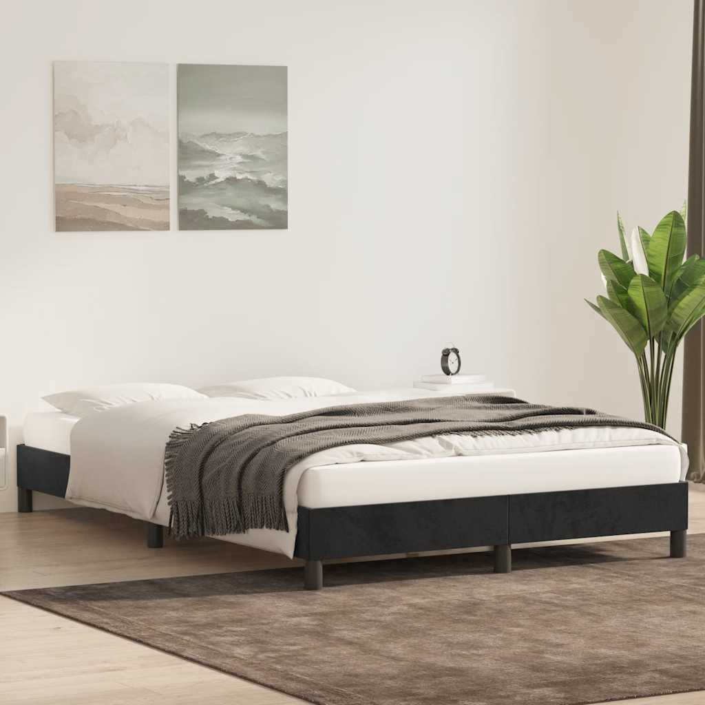 vidaXL Rama łóżka bez materaca Czarna 160x210 cm Aksamit