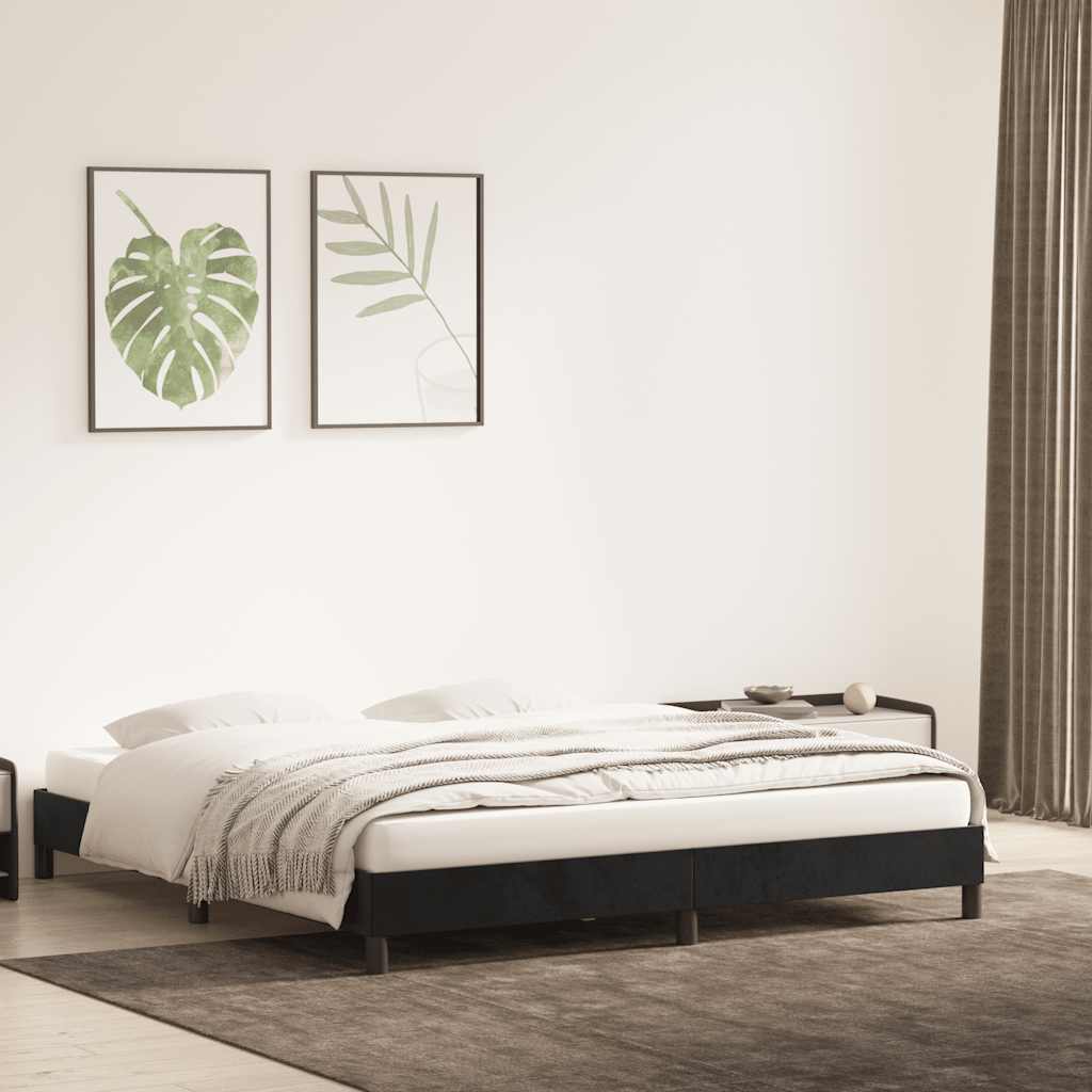 vidaXL Rama łóżka bez materaca Czarna 180x210 cm Aksamit