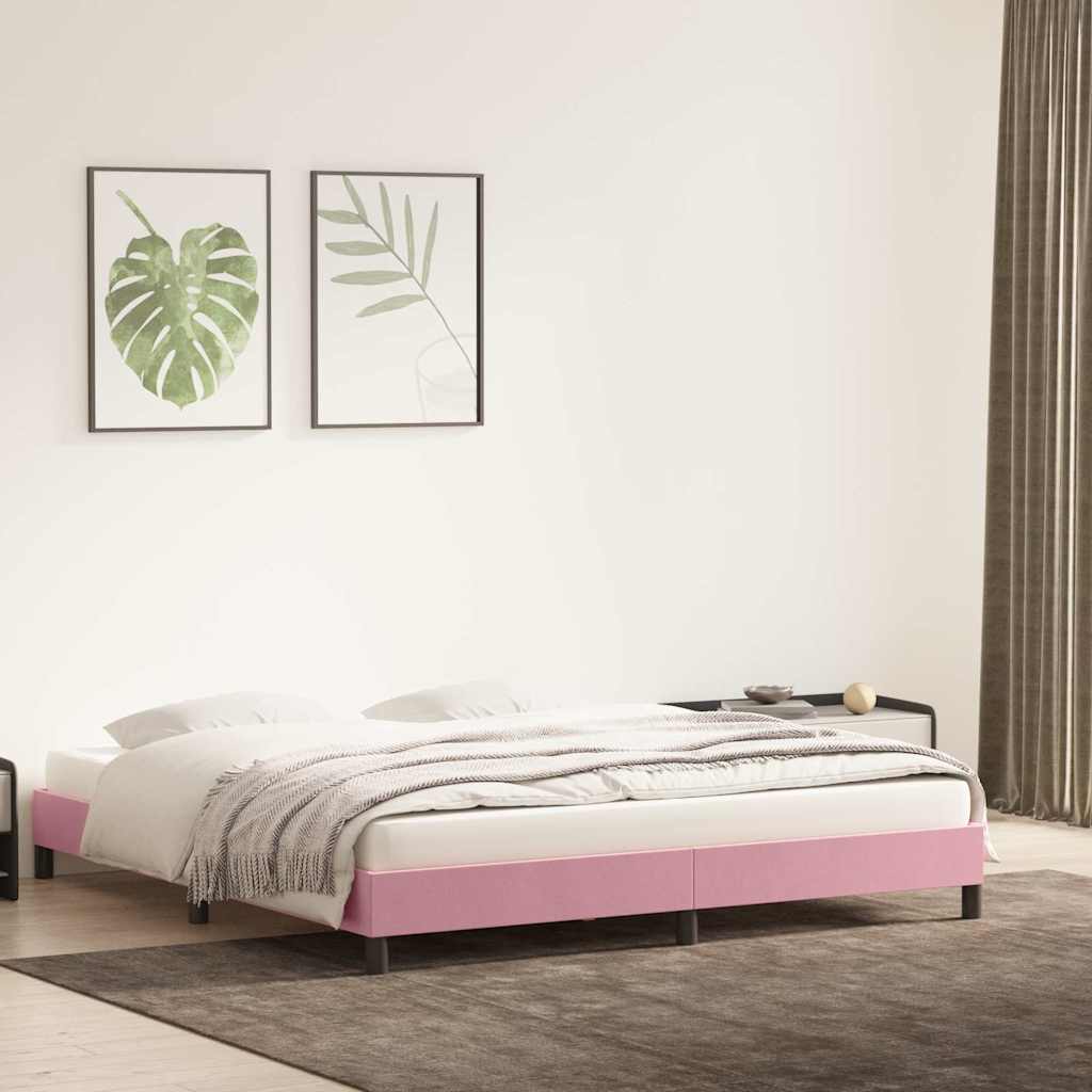 vidaXL Rama łóżka bez materacem, różowa, 200x210 cm, aksamit