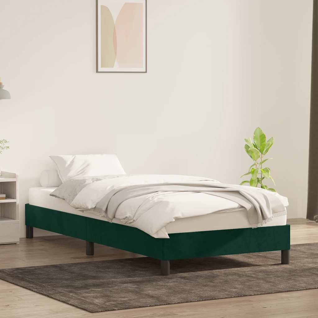 vidaXL Rama łóżka bez materaca, ciemnozielone, 80x220 cm, aksamitne