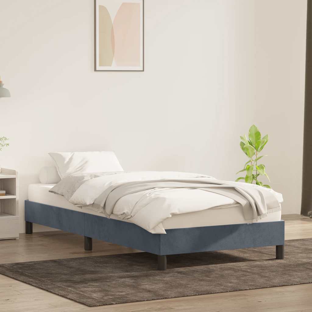 vidaXL Rama łóżka bez materaca Ciemnoszara 100x220 cm Aksamit