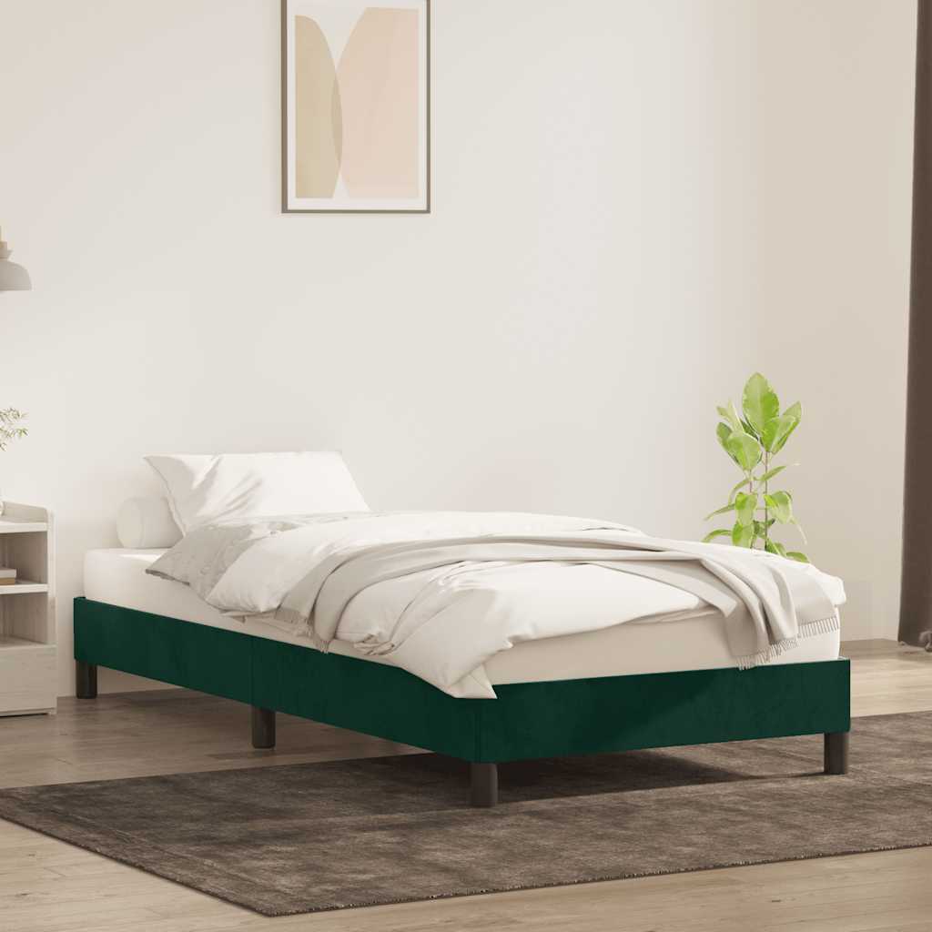 vidaXL Rama łóżka bez materaca, ciemnozielone, 100x220 cm, aksamitne