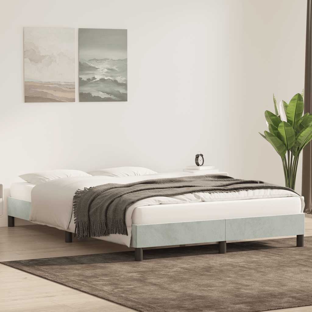 vidaXL Rama łóżka bez materaca, jasnoszara, 140x220 cm, aksamitna