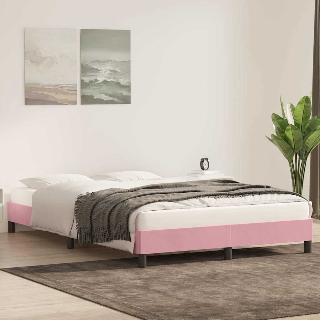 vidaXL Rama łóżka bez materaca Różowa 140x220 cm Aksamit