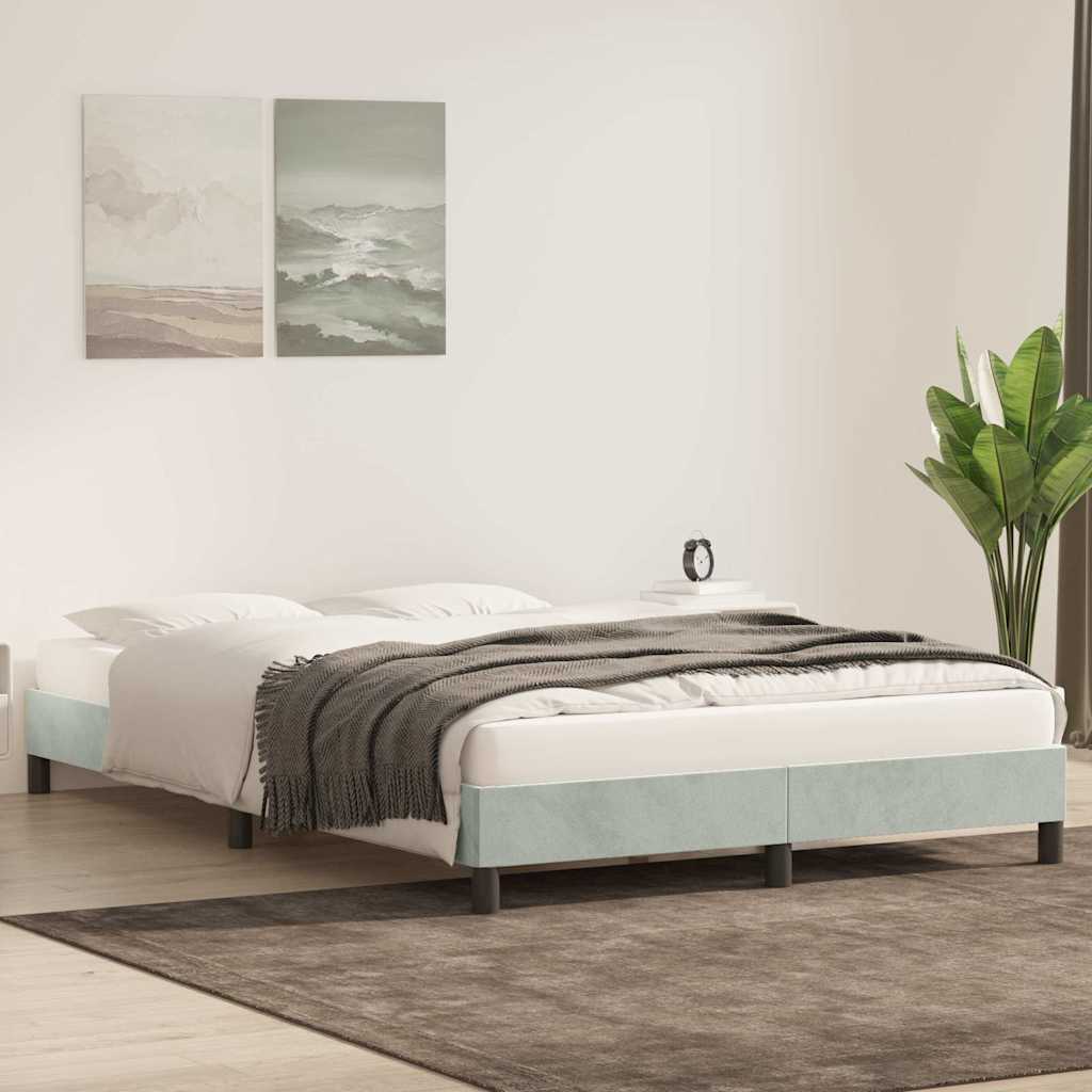 vidaXL Rama łóżka bez materaca, jasnoszara, 160x220 cm, aksamitna