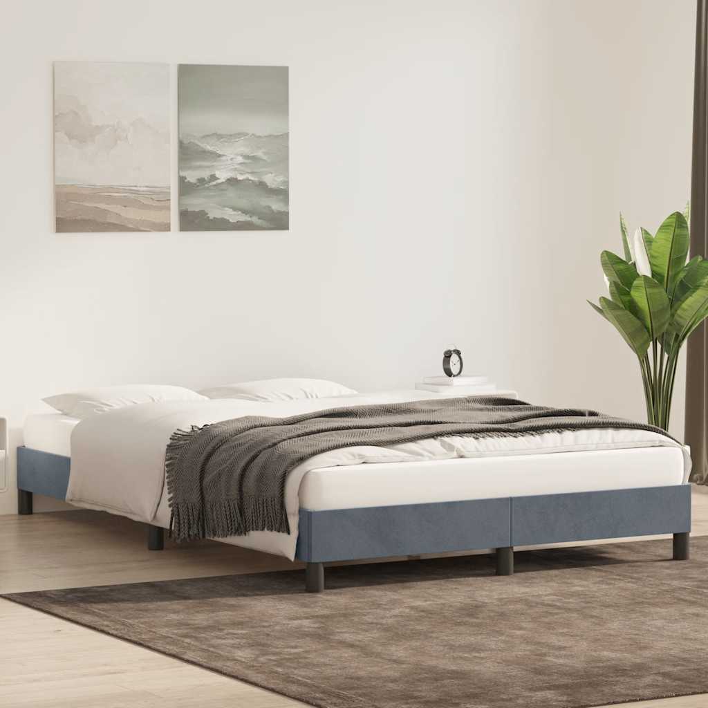 vidaXL Rama łóżka bez materaca Ciemnoszara 160x220 cm Aksamit