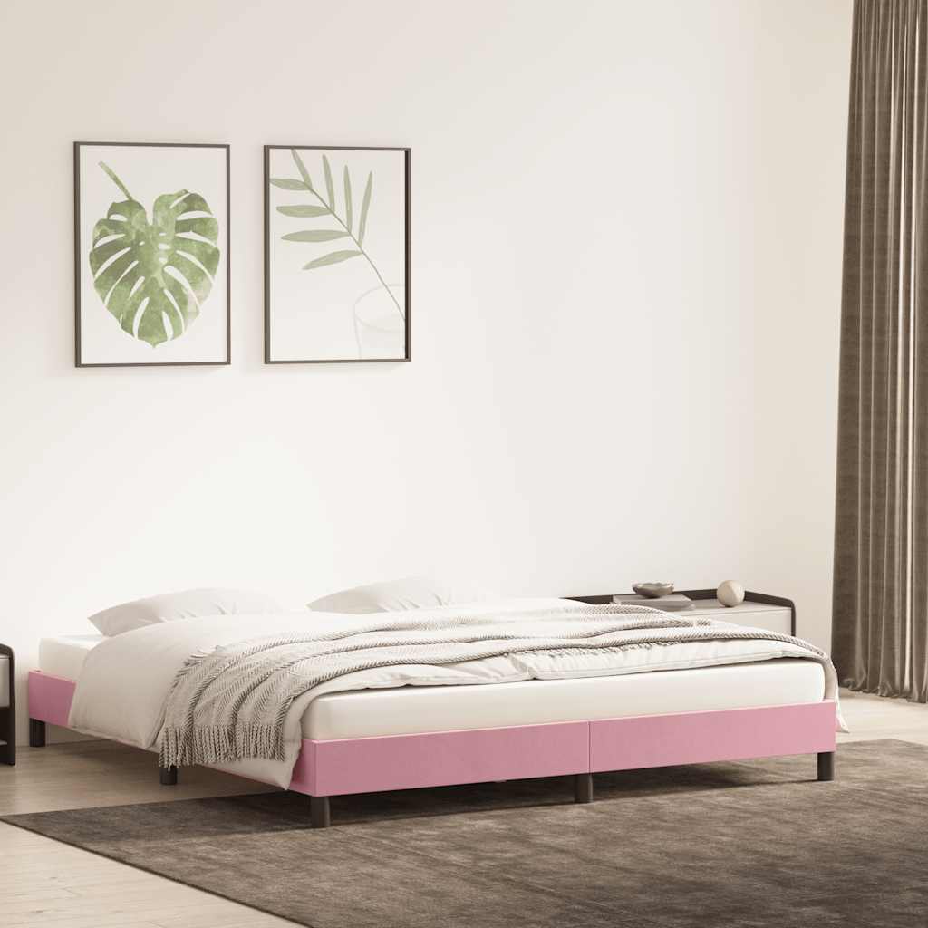 vidaXL Rama łóżka bez materaca Różowa 180x220 cm Aksamit