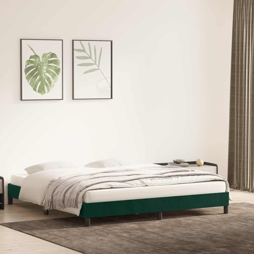 vidaXL Rama łóżka bez materaca Ciemnozielona 200x220 cm Aksamit