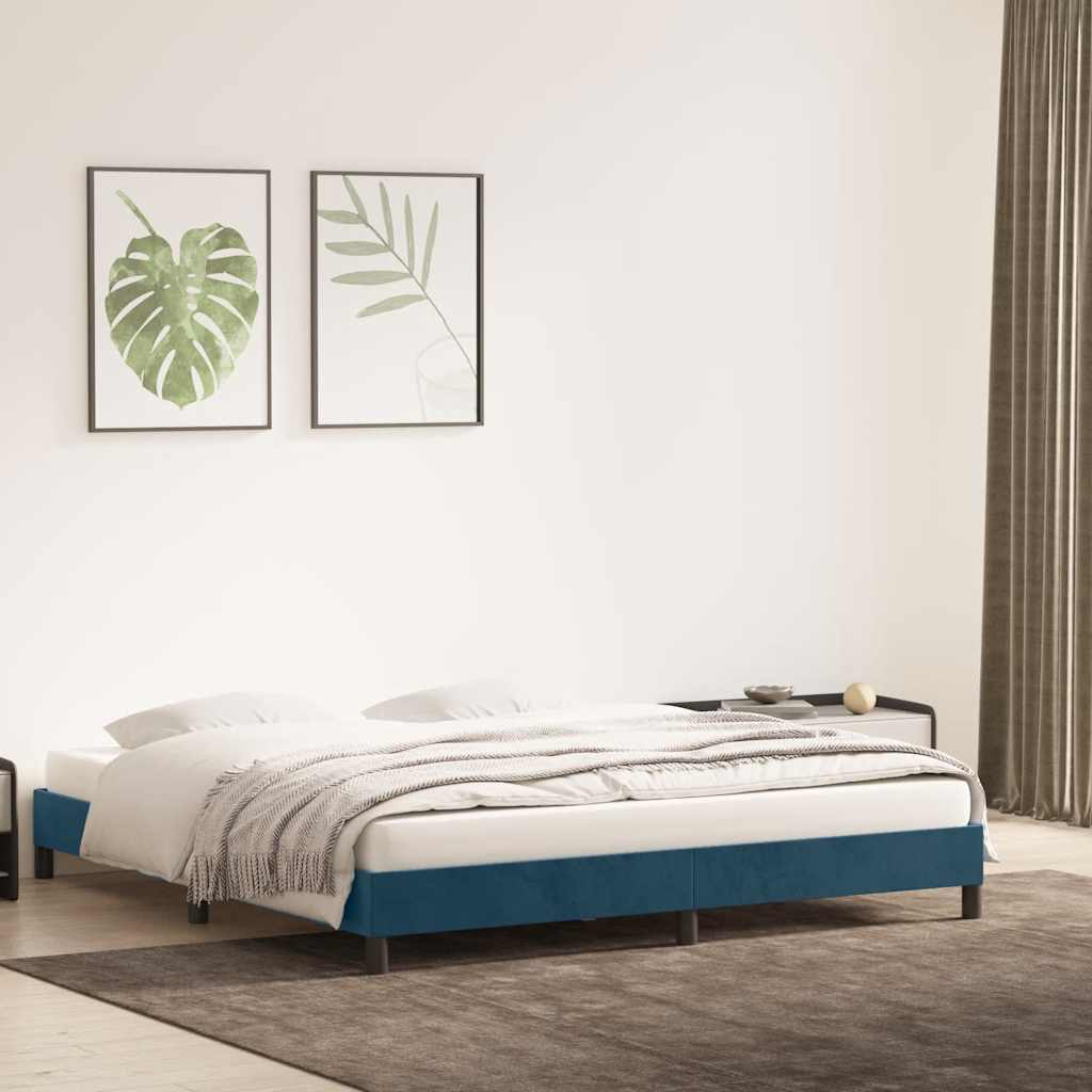vidaXL Rama łóżka bez materaca Ciemnoniebieska 200x220 cm Aksamit