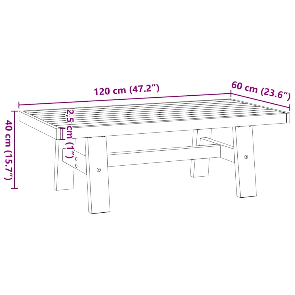 vidaXL Stolik kawowy, NOAIN, 120x60x40 cm, lite drewno sosnowe