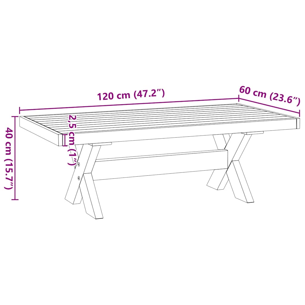 vidaXL Stolik kawowy, NOAIN, 120x60x40 cm, lite drewno sosnowe