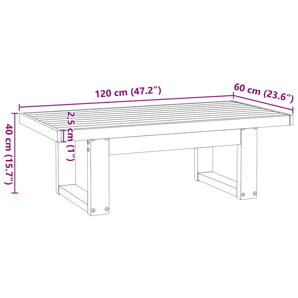 vidaXL Stolik kawowy, NOAIN, 120x60x40 cm, lite drewno sosnowe