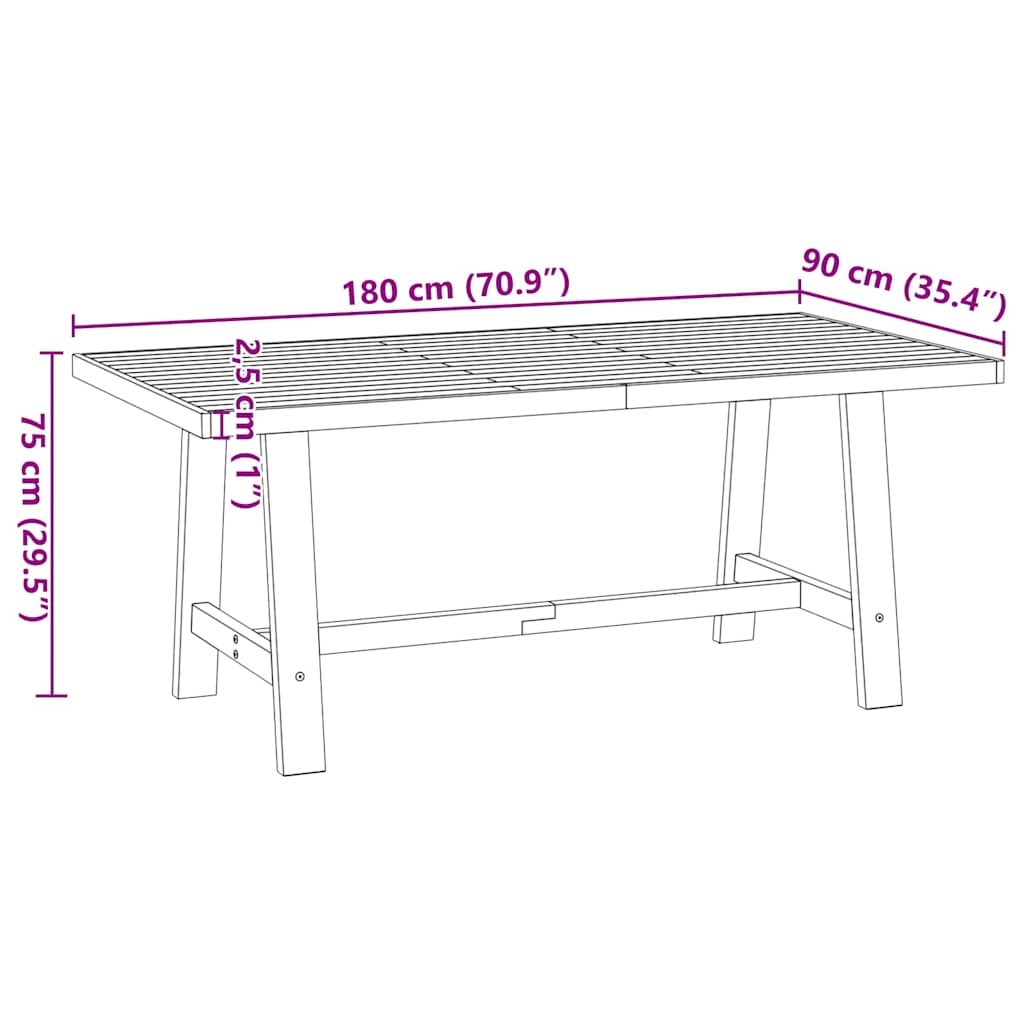 vidaXL Stół jadalny, NOAIN, 180x90x75 cm, lite drewno sosnowe