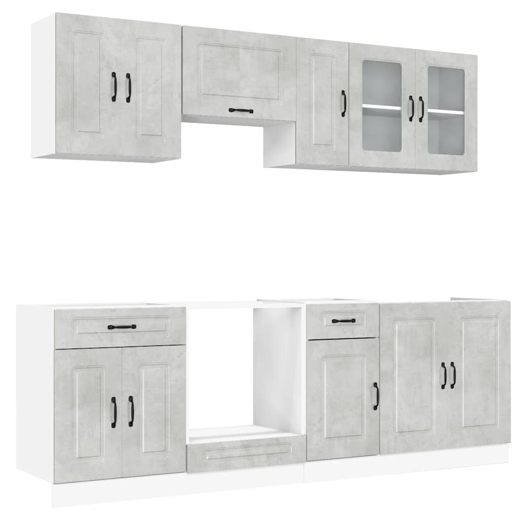 vidaXL Zestaw szafek kuchennych, Kalmar, 8-częściowy, szarość betonu