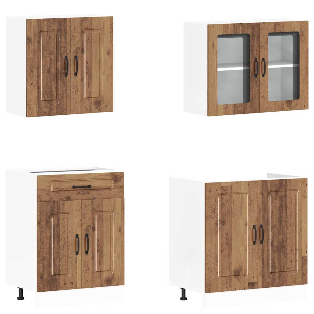 vidaXL Zestaw szafek kuchennych, Kalmar, 4-częściowy, stare drewno
