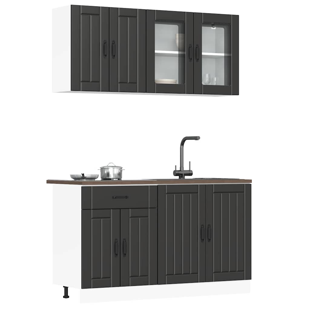 vidaXL Zestaw szafek kuchennych, Lucca, 4-częściowy, czarna