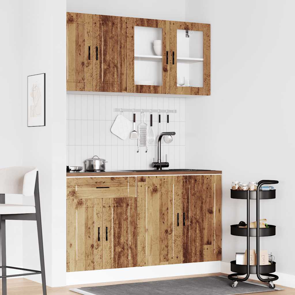 vidaXL Zestaw szafek kuchennych, Porto, 4-częściowy, stare drewno
