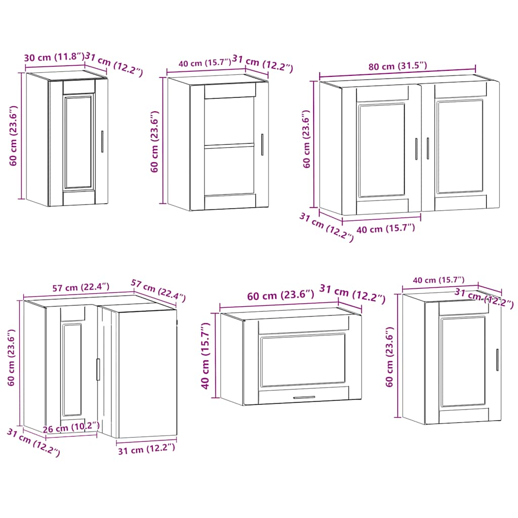 vidaXL Zestaw szafek kuchennych, Porto, 11-częściowy, czarna