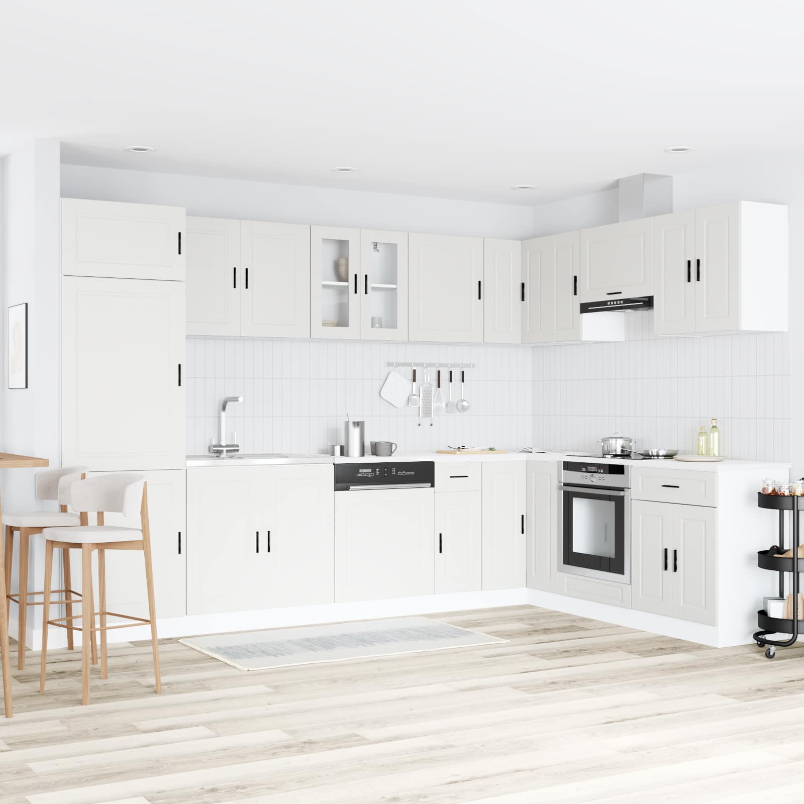 vidaXL Szafka pod zlew Porto 2 pcs Biały Materiał drewnopochodny
