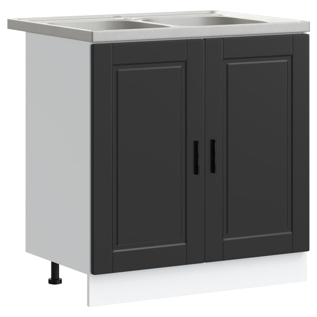 vidaXL Szafka pod zlew Porto 2 pcs Czarny Materiał drewnopochodny
