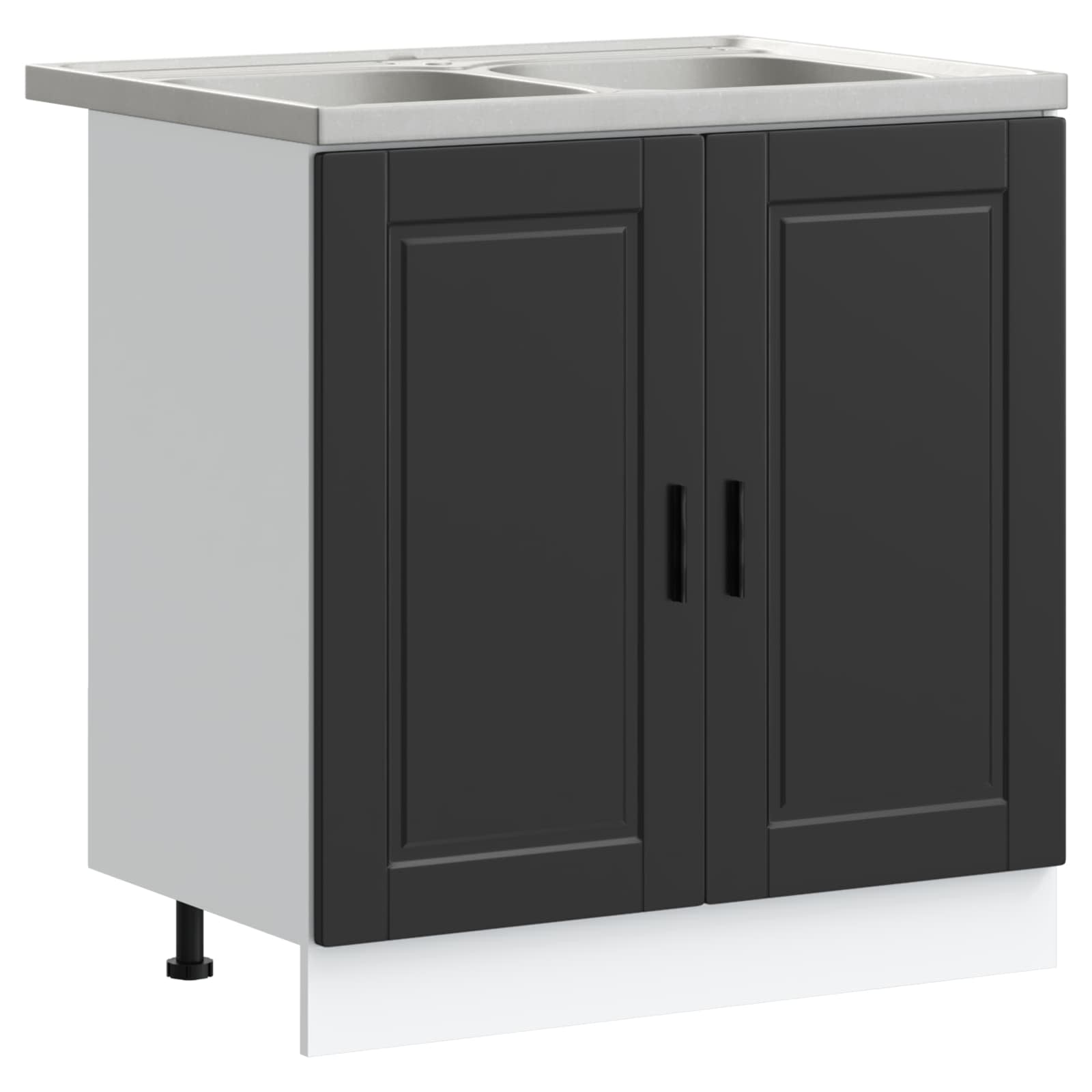 vidaXL Szafka pod zlew Porto 2 pcs Czarny Materiał drewnopochodny