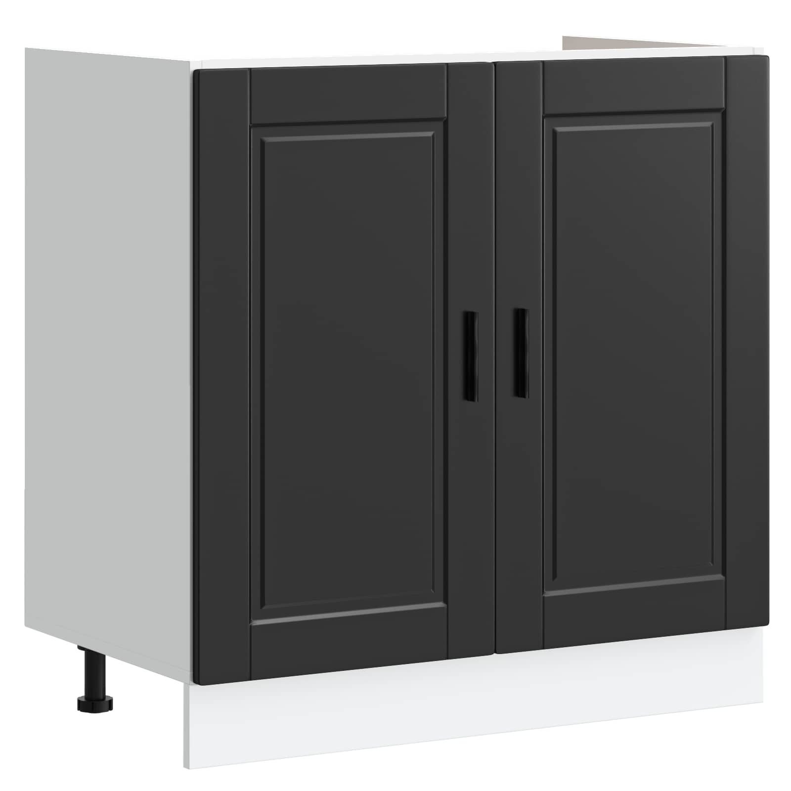 vidaXL Szafka pod zlew Porto 2 pcs Czarny Materiał drewnopochodny