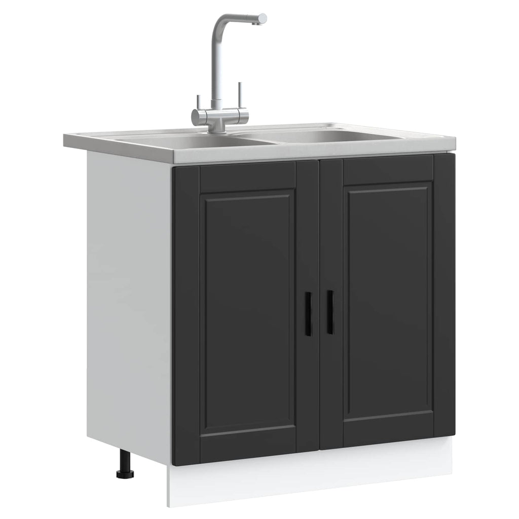 vidaXL Szafka pod zlew Porto 2 pcs Czarny Materiał drewnopochodny