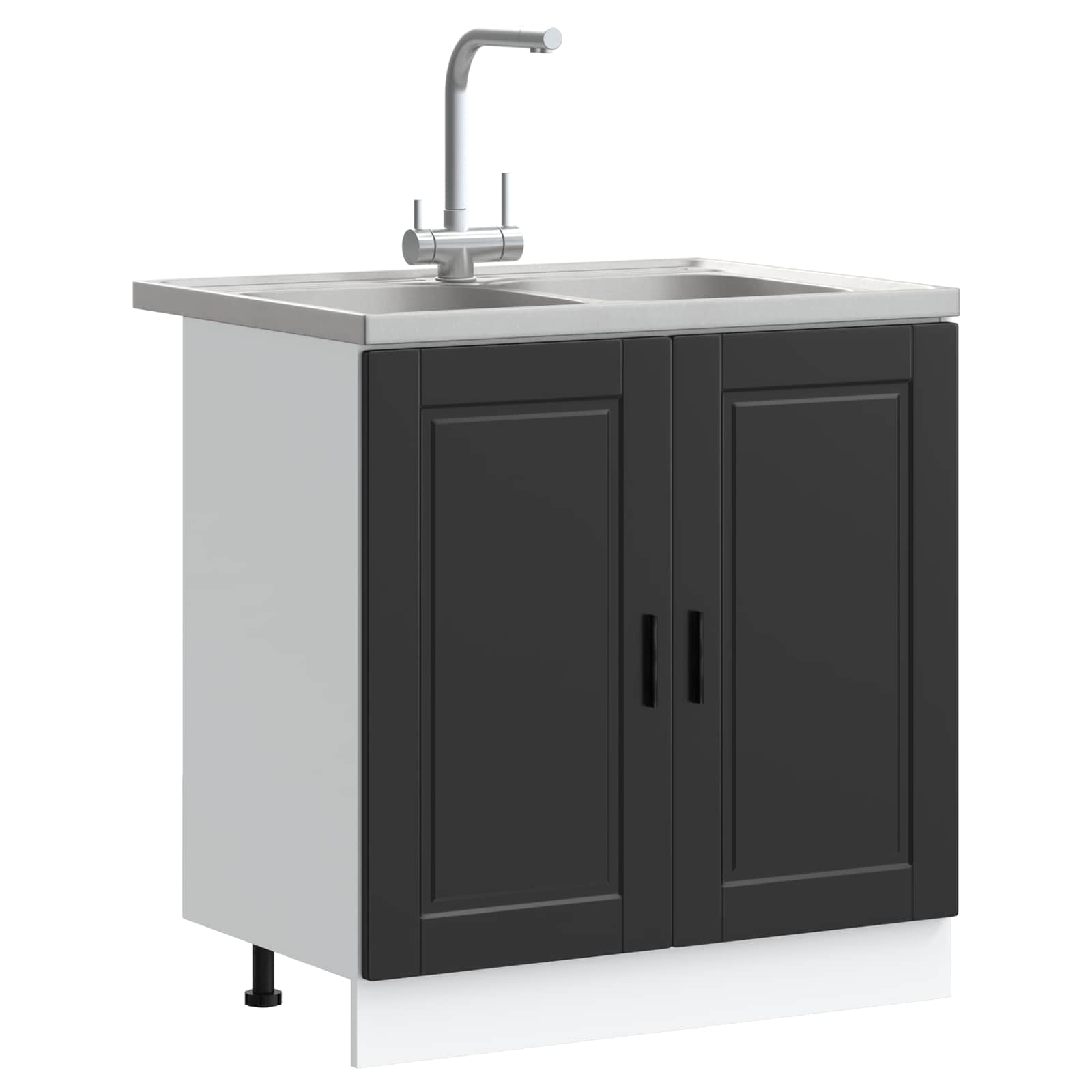 vidaXL Szafka pod zlew Porto 2 pcs Czarny Materiał drewnopochodny