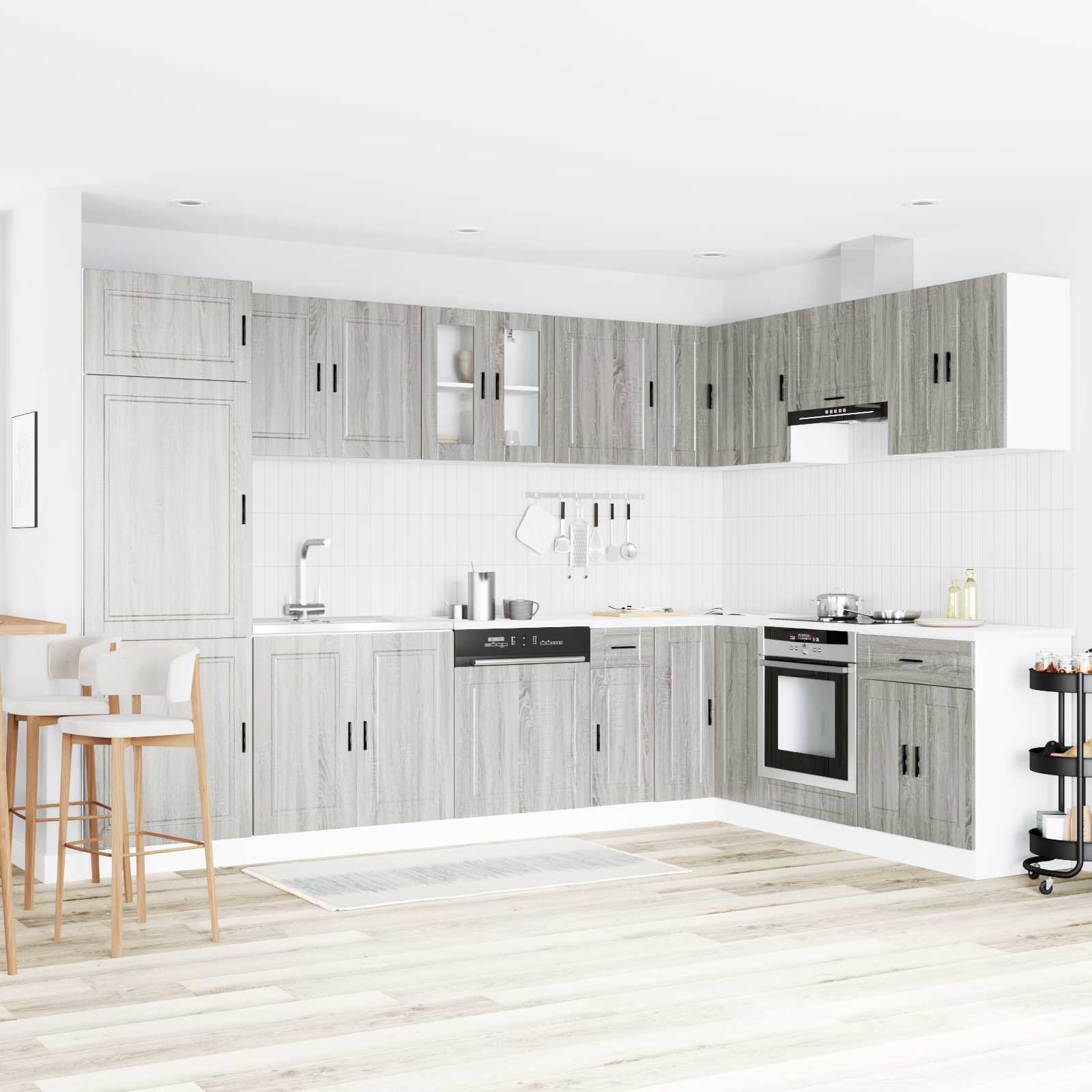vidaXL Szafka pod zlew Porto 2 pcs Szary Materiał drewnopochodny